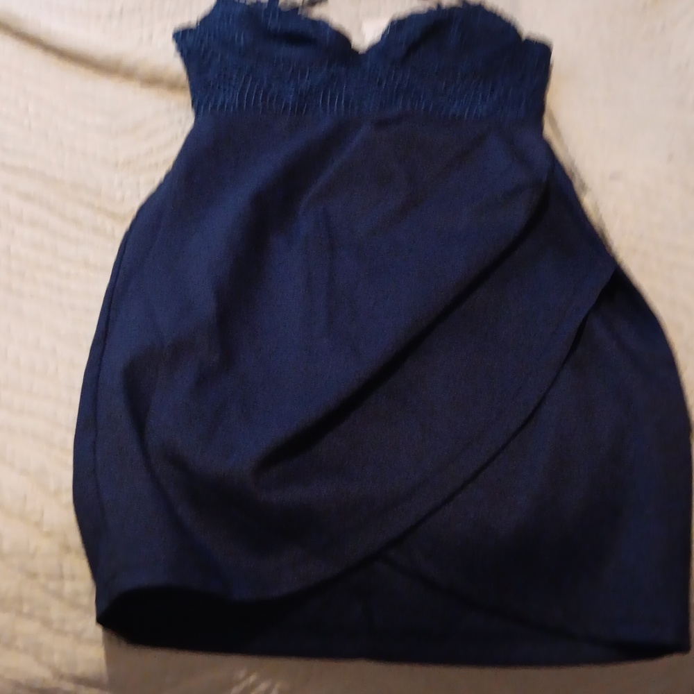 Navy dress back out
